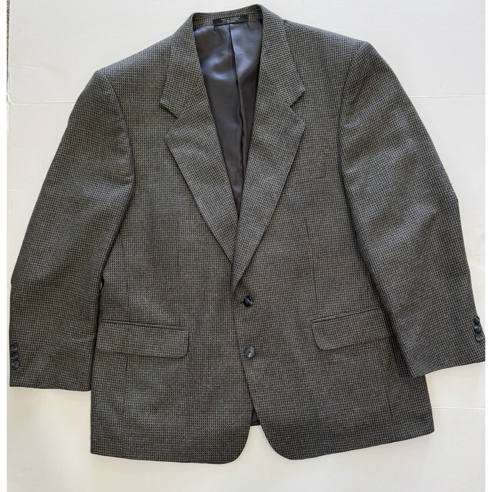 Andre Vachon‎ Wool And Silk Houndstooth Size 42S Two Button Blazer Multicolor